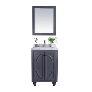 LAVIVA Odyssey 313613-24G-WC 24" Single Bathroom Vanity in Maple Grey with White Carrara Marble, White Rectangle Sink, Front View