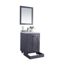 Load image into Gallery viewer, LAVIVA Odyssey 313613-24G-WC 24&quot; Single Bathroom Vanity in Maple Grey with White Carrara Marble, White Rectangle Sink, Angled View with Toe Kick