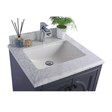 Load image into Gallery viewer, LAVIVA Odyssey 313613-24G-WC 24&quot; Single Bathroom Vanity in Maple Grey with White Carrara Marble, White Rectangle Sink, Countertop Closeup