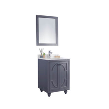 Load image into Gallery viewer, LAVIVA Odyssey 313613-24G-WQ 24&quot; Single Bathroom Vanity in Maple Grey with White Quartz, White Rectangle Sink, Angled View