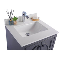 Load image into Gallery viewer, LAVIVA Odyssey 313613-24G-WQ 24&quot; Single Bathroom Vanity in Maple Grey with White Quartz, White Rectangle Sink, Countertop Closeup