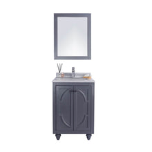 Load image into Gallery viewer, LAVIVA Odyssey 313613-24G-WS 24&quot; Single Bathroom Vanity in Maple Grey with White Stripes Marble, White Rectangle Sink, Front View