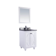 Load image into Gallery viewer, LAVIVA Odyssey 313613-24W-BW 24&quot; Single Bathroom Vanity in White with Black Wood Marble, White Rectangle Sink, Angled View