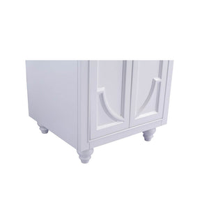 LAVIVA Odyssey 313613-24W-BW 24" Single Bathroom Vanity in White with Black Wood Marble, White Rectangle Sink, Legs Closeup
