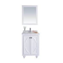 Load image into Gallery viewer, LAVIVA Odyssey 313613-24W-WC 24&quot; Single Bathroom Vanity in White with White Carrara Marble, White Rectangle Sink, Front View