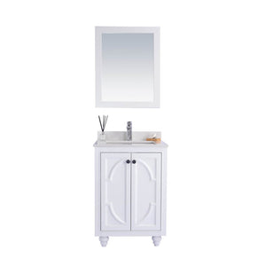 LAVIVA Odyssey 313613-24W-WQ 24" Single Bathroom Vanity in White with White Quartz, White Rectangle Sink, Front View