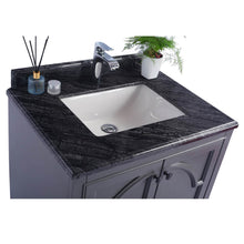 Load image into Gallery viewer, LAVIVA Odyssey 313613-30G-BW 30&quot; Single Bathroom Vanity in Maple Grey with Black Wood Marble, White Rectangle Sink, Countertop Closeup