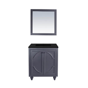 LAVIVA Odyssey 313613-30G-MB 30" Single Bathroom Vanity in Maple Grey with Matte Black VIVA Stone Surface, Integrated Sink, Front View