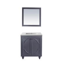 Load image into Gallery viewer, LAVIVA Odyssey 313613-30G-MW 30&quot; Single Bathroom Vanity in Maple Grey with Matte White VIVA Stone Surface, Integrated Sink, Front View