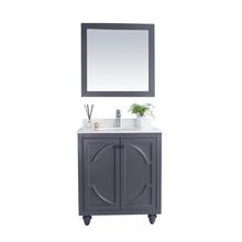 Load image into Gallery viewer, LAVIVA Odyssey 313613-30G-PW 30&quot; Single Bathroom Vanity in Maple Grey with Pure White Phoenix Stone, White Oval Sink, Front View