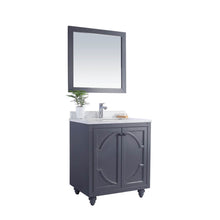 Load image into Gallery viewer, LAVIVA Odyssey 313613-30G-WC 30&quot; Single Bathroom Vanity in Maple Grey with White Carrara Marble, White Rectangle Sink, Angled View