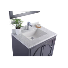 Load image into Gallery viewer, LAVIVA Odyssey 313613-30G-WC 30&quot; Single Bathroom Vanity in Maple Grey with White Carrara Marble, White Rectangle Sink, Countertop Closeup