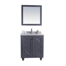 Load image into Gallery viewer, LAVIVA Odyssey 313613-30G-WS 30&quot; Single Bathroom Vanity in Maple Grey with White Stripes Marble, White Rectangle Sink, Front View