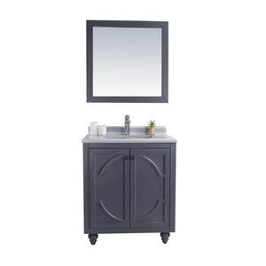LAVIVA Odyssey 313613-30G-WS 30" Single Bathroom Vanity in Maple Grey with White Stripes Marble, White Rectangle Sink, Front View
