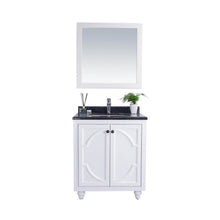 Load image into Gallery viewer, LAVIVA Odyssey 313613-30W-BW 30&quot; Single Bathroom Vanity in White with Black Wood Marble, White Rectangle Sink, Front View