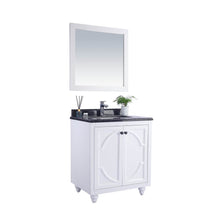Load image into Gallery viewer, LAVIVA Odyssey 313613-30W-BW 30&quot; Single Bathroom Vanity in White with Black Wood Marble, White Rectangle Sink, Angled View