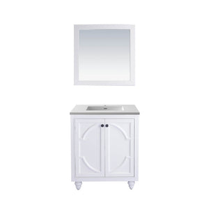 LAVIVA Odyssey 313613-30W-MW 30" Single Bathroom Vanity in White with Matte White VIVA Stone Surface, Integrated Sink, Front View