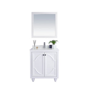 LAVIVA Odyssey 313613-30W-PW 30" Single Bathroom Vanity in White with Pure White Phoenix Stone, White Oval Sink, Front View