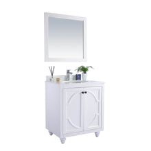 Load image into Gallery viewer, LAVIVA Odyssey 313613-30W-PW 30&quot; Single Bathroom Vanity in White with Pure White Phoenix Stone, White Oval Sink, Angled View