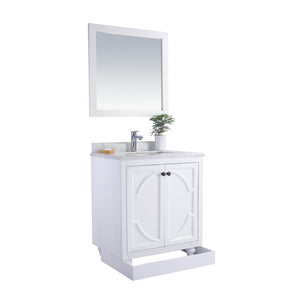 LAVIVA Odyssey 313613-30W-WC 30" Single Bathroom Vanity in White with White Carrara Marble, White Rectangle Sink, Toe Kick