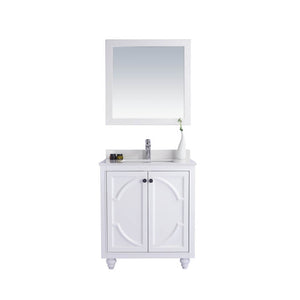 LAVIVA Odyssey 313613-30W-WQ 30" Single Bathroom Vanity in White with White Quartz, White Rectangle Sink, Front VIew