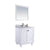 LAVIVA Odyssey 313613-30W-WS 30" Single Bathroom Vanity in White with White Stripes Marble, White Rectangle Sink, Angled View