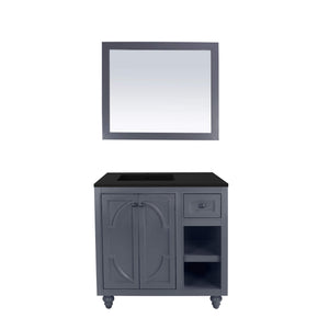 LAVIVA Odyssey 313613-36G-MB 36" Single Bathroom Vanity in Maple Grey with Matte Black VIVA Stone Surface, Integrated Sink, Front View