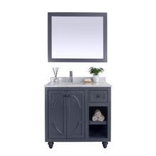 Load image into Gallery viewer, LAVIVA Odyssey 313613-36G-WC 36&quot; Single Bathroom Vanity in Maple Grey with White Carrara Marble, White Rectangle Sink, Front View