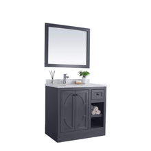 Load image into Gallery viewer, LAVIVA Odyssey 313613-36G-WC 36&quot; Single Bathroom Vanity in Maple Grey with White Carrara Marble, White Rectangle Sink, Toe Kick Assembled