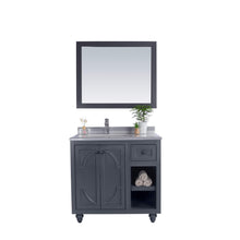 Load image into Gallery viewer, LAVIVA Odyssey 313613-36G-WS 36&quot; Single Bathroom Vanity in Maple Grey with White Stripes Marble, White Rectangle Sink, Front View