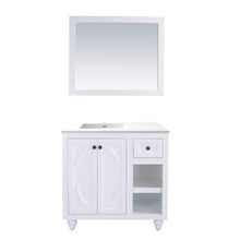 Load image into Gallery viewer, LAVIVA Odyssey 313613-36W-MB 36&quot; Single Bathroom Vanity in White with Matte Black VIVA Stone Surface, Integrated Sink, Front View