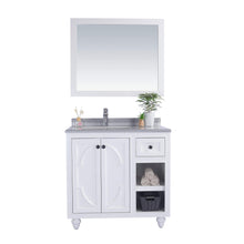 Load image into Gallery viewer, LAVIVA Odyssey 313613-36W-WS 36&quot; Single Bathroom Vanity in White with White Stripes Marble, White Rectangle Sink, Front View