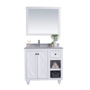 LAVIVA Odyssey 313613-36W-WS 36" Single Bathroom Vanity in White with White Stripes Marble, White Rectangle Sink, Front View