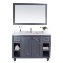 Load image into Gallery viewer, LAVIVA Odyssey 313613-48G-WC 48&quot; Single Bathroom Vanity in Maple Grey with White Carrara Marble, White Rectangle Sink, Front View