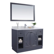 Load image into Gallery viewer, LAVIVA Odyssey 313613-48G-WC 48&quot; Single Bathroom Vanity in Maple Grey with White Carrara Marble, White Rectangle Sink, Toe Kick Assembled