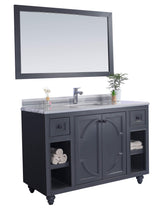 Load image into Gallery viewer, LAVIVA Odyssey 313613-48G-WS 48&quot; Single Bathroom Vanity in Maple Grey with White Stripes Marble, White Rectangle Sink, Angled View