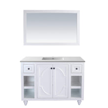 Load image into Gallery viewer, LAVIVA Odyssey 313613-48W-MW 48&quot; Single Bathroom Vanity in White with Matte White VIVA Stone Surface, Integrated Sink, Front View