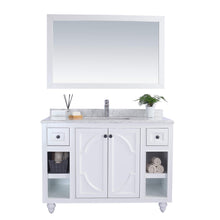 Load image into Gallery viewer, LAVIVA Odyssey 313613-48W-WC 48&quot; Single Bathroom Vanity in White with White Carrara Marble, White Rectangle Sink, Front View