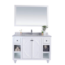 Load image into Gallery viewer, LAVIVA Odyssey 313613-48W-WS 48&quot; Single Bathroom Vanity in White with White Stripes Marble, White Rectangle Sink, Front View