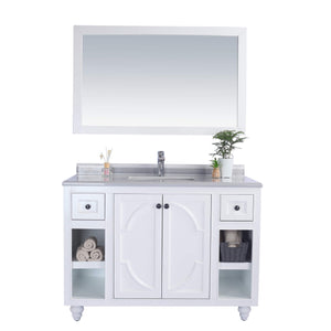 LAVIVA Odyssey 313613-48W-WS 48" Single Bathroom Vanity in White with White Stripes Marble, White Rectangle Sink, Front View