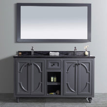 Load image into Gallery viewer, LAVIVA Odyssey 313613-60G-BW 60&quot; Double Bathroom Vanity in Maple Grey with Black Wood Marble, White Rectangle Sinks, Front View
