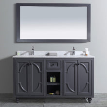 Load image into Gallery viewer, LAVIVA Odyssey 313613-60G-WC 60&quot; Double Bathroom Vanity in Maple Grey with White Carrara Marble, White Rectangle Sinks, Front View