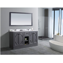 Load image into Gallery viewer, LAVIVA Odyssey 313613-60G-WC 60&quot; Double Bathroom Vanity in Maple Grey with White Carrara Marble, White Rectangle Sinks, Rendered Toe Kick Assembled