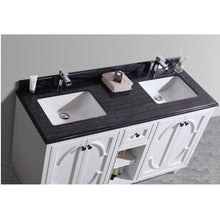Load image into Gallery viewer, LAVIVA Odyssey 313613-60W-BW 60&quot; Double Bathroom Vanity in White with Black Wood Marble, White Rectangle Sinks, Countertop Closeup