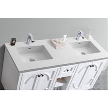 Load image into Gallery viewer, LAVIVA Odyssey 313613-60W-MW 60&quot; Double Bathroom Vanity in White with Matte White VIVA Stone Surface, Integrated Sink, Countertop Closeup