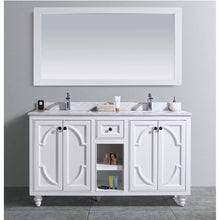 Load image into Gallery viewer, LAVIVA Odyssey 313613-60W-WC 60&quot; Double Bathroom Vanity in White with White Carrara Marble, White Rectangle Sinks, Front View