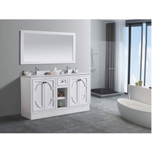 Load image into Gallery viewer, LAVIVA Odyssey 313613-60W-WC 60&quot; Double Bathroom Vanity in White with White Carrara Marble, White Rectangle Sinks, Toe Kick Assembled
