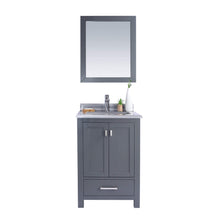 Load image into Gallery viewer, LAVIVA Wilson 313ANG-24G-WS 24&quot; Single Bathroom Vanity in Grey with White Stripes Marble, White Rectangle Sink, Front View