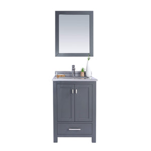 LAVIVA Wilson 313ANG-24G-WS 24" Single Bathroom Vanity in Grey with White Stripes Marble, White Rectangle Sink, Front View