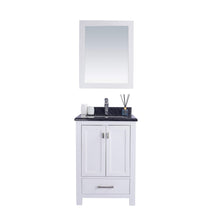 Load image into Gallery viewer, LAVIVA Wilson 313ANG-24W-BW 24&quot; Single Bathroom Vanity in White with Black Wood Marble, White Rectangle Sink, Front View